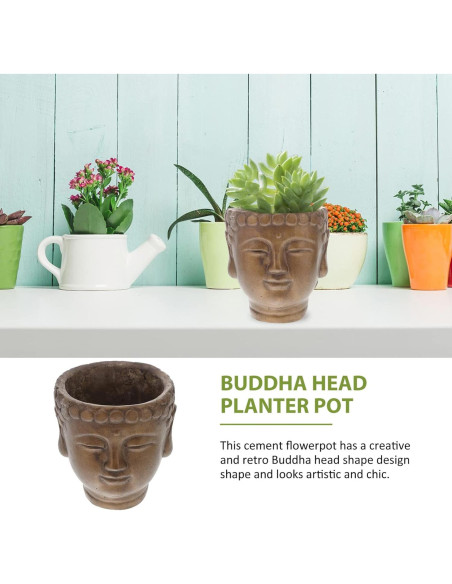 Maceta de Flor Buda Yardwe 13x12cm Bronce Cemento Decorativa
