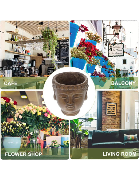 Maceta de Flor Buda Yardwe 13x12cm Bronce Cemento Decorativa