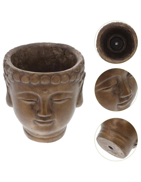 Maceta de Flor Buda Yardwe 13x12cm Bronce Cemento Decorativa