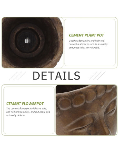 Maceta de Flor Buda Yardwe 13x12cm Bronce Cemento Decorativa