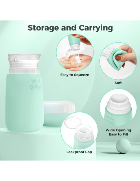 Botellas de Viaje WLEAD - 8 Contenedores Silicona Aprobados TSA