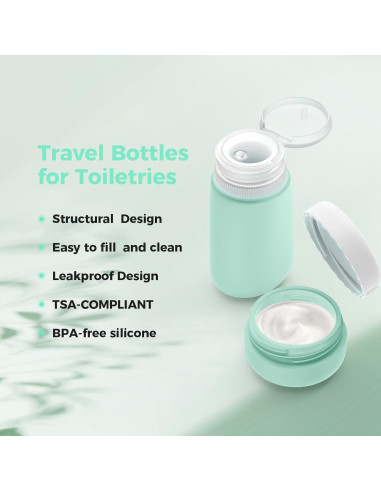 Botellas de Viaje WLEAD - 8 Contenedores Silicona Aprobados TSA