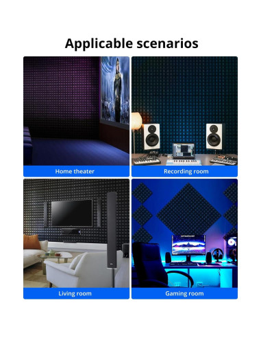 Paneles Acústicos Insonorizantes Kuchoow 12 Piezas 30.48x30.48cm