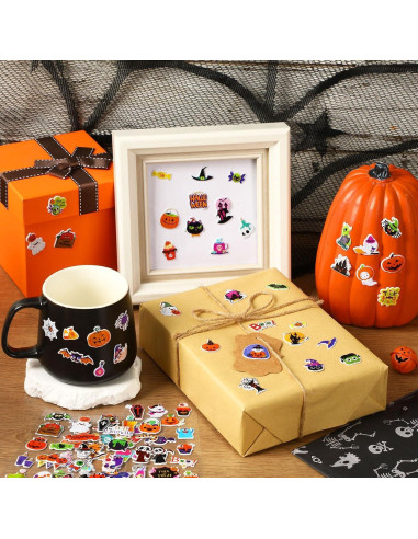 Calcomanías de Halloween UPINS 12 Hojas 3D para Niños