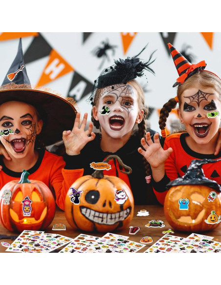 Calcomanías de Halloween UPINS 12 Hojas 3D para Niños