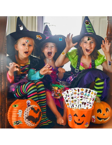 Calcomanías de Halloween UPINS 12 Hojas 3D para Niños