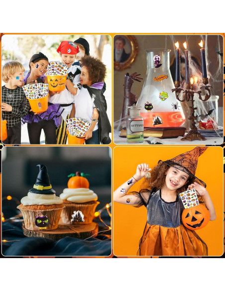 Calcomanías de Halloween UPINS 12 Hojas 3D para Niños