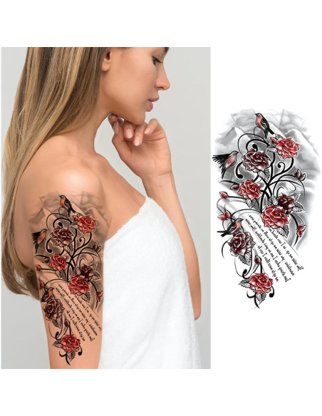 Tatuaje Temporal Briyhose Flor de Pájaro 8 Hojas 21x14.8cm