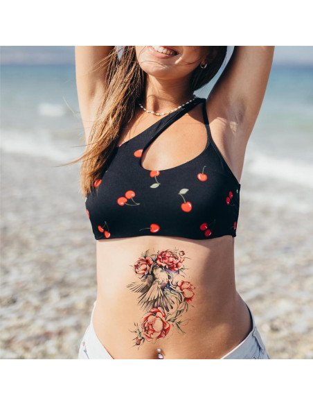 Tatuaje Temporal Briyhose Flor de Pájaro 8 Hojas 21x14.8cm