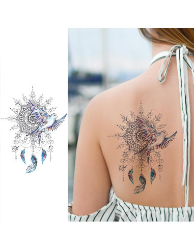 Tatuaje Temporal Briyhose Flor de Pájaro 8 Hojas 21x14.8cm