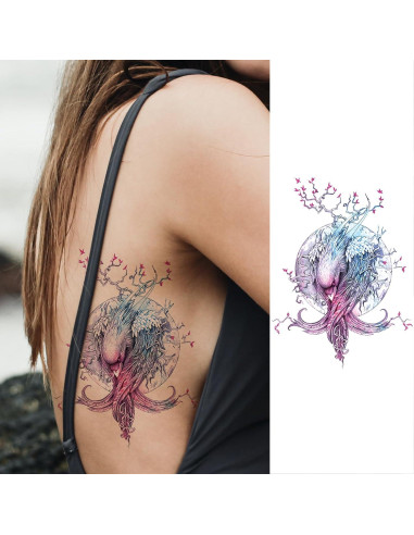 Tatuaje Temporal Briyhose Flor de Pájaro 8 Hojas 21x14.8cm