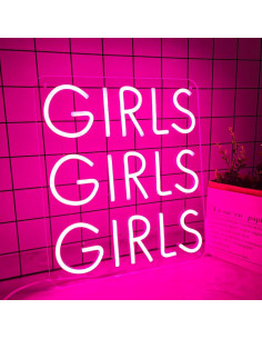 Señal de Neón LED Rosa Chicas Chicas Chicas YYUAN 38x33cm 2