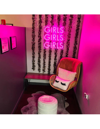 Señal de Neón LED Rosa Chicas Chicas Chicas YYUAN 38x33cm