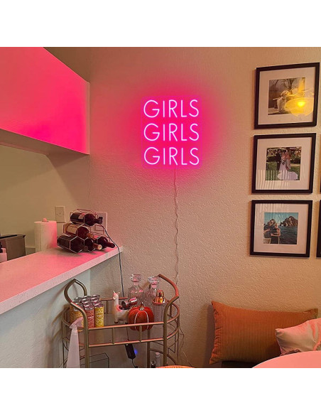 Señal de Neón LED Rosa Chicas Chicas Chicas YYUAN 38x33cm