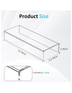 Soporte Acrílico de Exhibición 2 Paquetes 30.48x10.92x5.08 cm 2