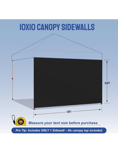 Pared Lateral CROWN SHADES Negra para Carpa Plegable 1.98x3.05m