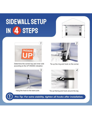 Pared Lateral CROWN SHADES Negra para Carpa Plegable 1.98x3.05m