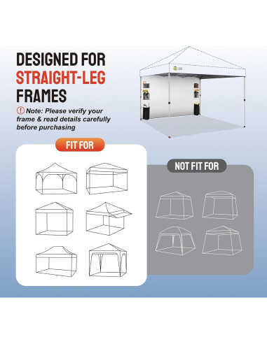 Pared Lateral CROWN SHADES Negra para Carpa Plegable 1.98x3.05m