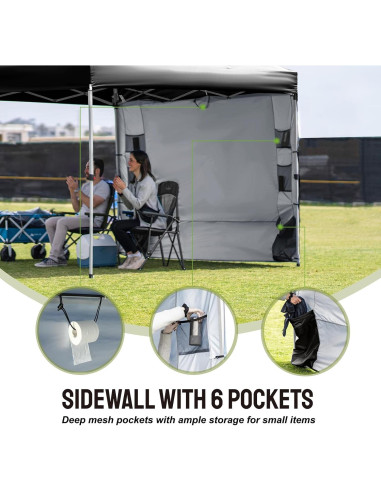 Pared Lateral CROWN SHADES Negra para Carpa Plegable 1.98x3.05m