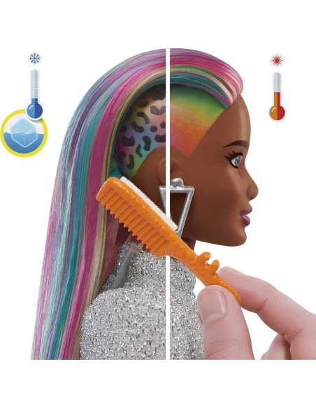 Muñeca Barbie Leopardo Pelo Arcoíris Mattel 30.4 cm con Accesorios