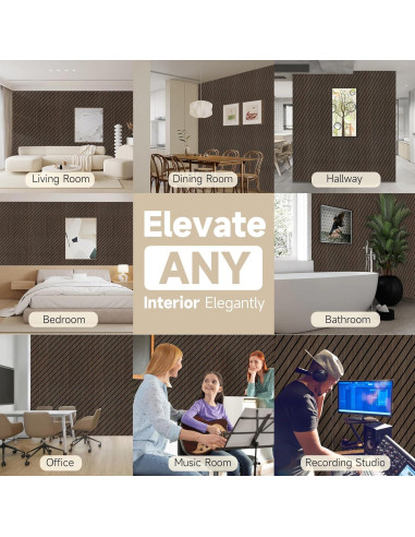 Paneles Acústicos Absorbentes de Sonido 120x60 cm - 5 Piezas Nuez Oscura