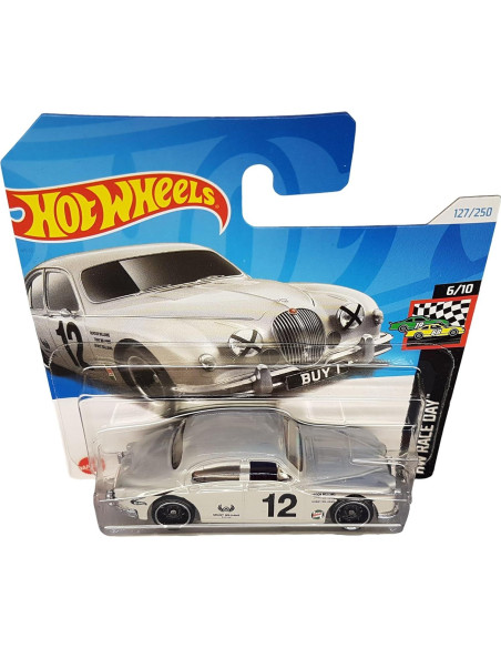 Hot Wheels Jaguar MK1 Coche de Carreras Plateado 1:64
