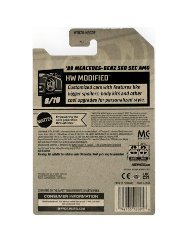 Matchbox Mercedes Benz 560 SEC AMG 1989 Escala 1:64 Rojo