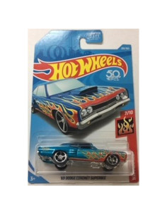 Hot Wheels 69 Dodge Coronet Superbee Azul con Llamas