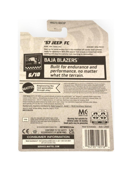 Hot Wheels Jeep FC '57 Baja Blazers 1:64 Azul