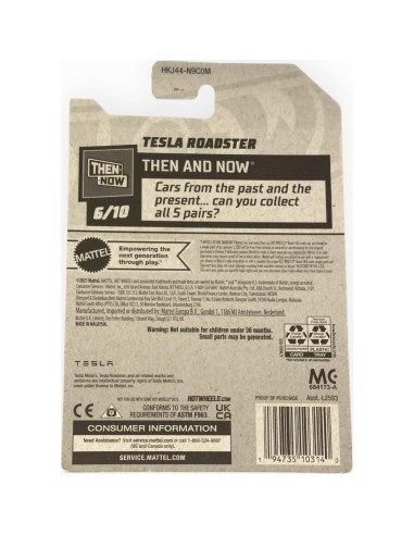 Hot Wheels Tesla Roadster 1:64 Naranja 217/250 Mattel
