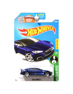 Hot Wheels Tesla Model S 2016 Azul 1:64 - Vehículo de Juguete