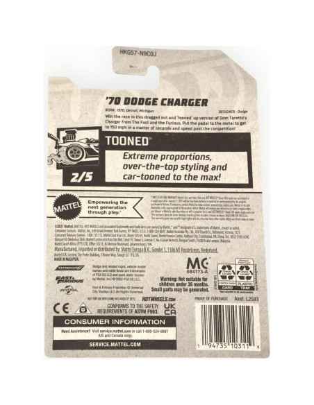 Hot Wheels Dodge Charger 1970 Escala 1:64 Negro