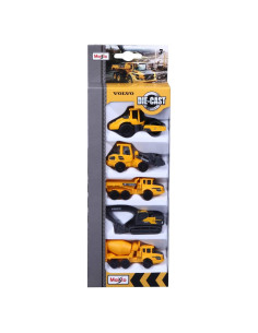 Paquete de 5 Camiones de Construcción Volvo Metal 1:72