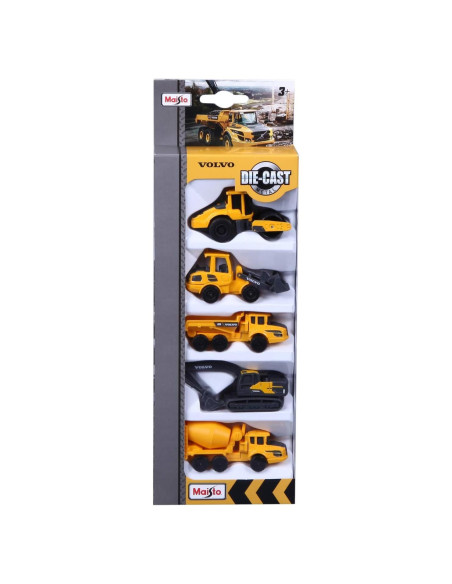 Paquete de 5 Camiones de Construcción Volvo Metal 1:72