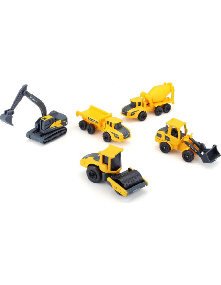 Paquete de 5 Camiones de Construcción Volvo Metal 1:72