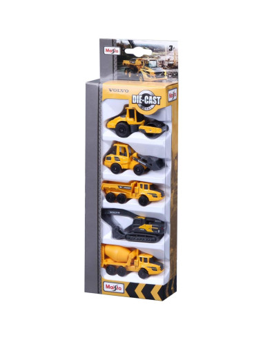 Paquete de 5 Camiones de Construcción Volvo Metal 1:72