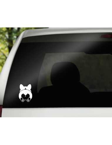 Calcomanía de Vinilo Culo de Corgi Foxtail Decals 8.6x11.4cm