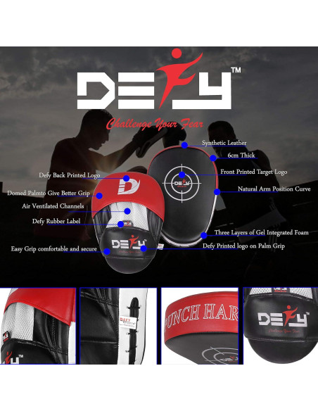 Mitts de Golpeo DEFY - Cuero Premium para Muay Thai y Boxeo