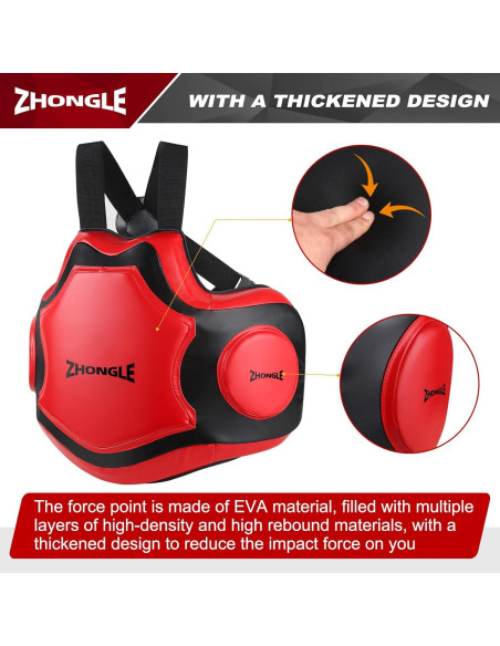 Protector Corporal de Boxeo ZHONGLE Rojo Talla Única