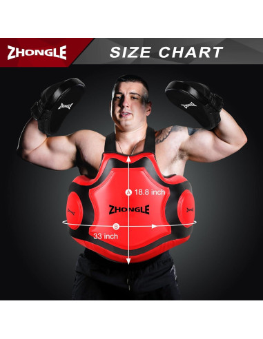 Protector Corporal de Boxeo ZHONGLE Rojo Talla Única