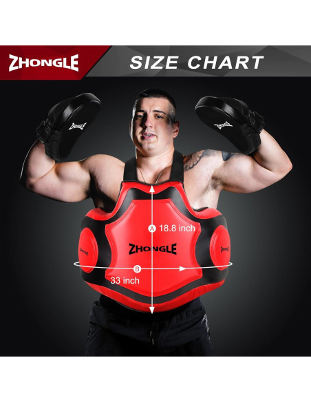 Protector Corporal de Boxeo ZHONGLE Rojo Talla Única