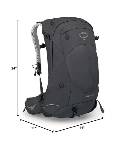 Mochila de senderismo Osprey Stratos 34L para hombres - Gris
