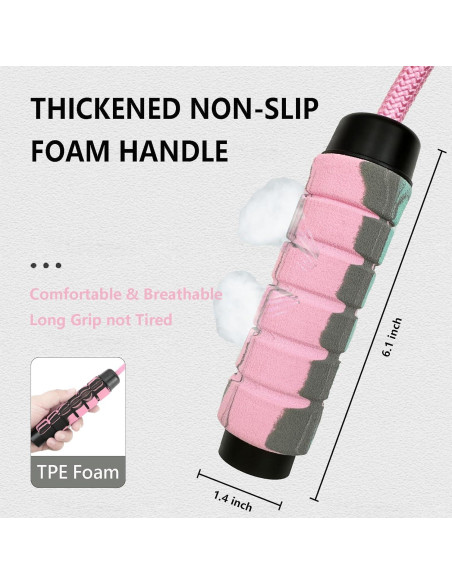Cuerda de Salto Ajustable FitColt Rosa con Peso y Mango de Espuma
