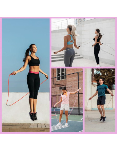 Cuerda de Salto Ajustable FitColt Rosa con Peso y Mango de Espuma