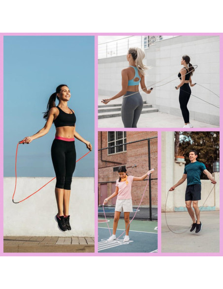 Cuerda de Salto Ajustable FitColt Rosa con Peso y Mango de Espuma