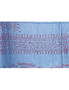 Bufanda Boho Tribu Azure OM Algodón Impresa a Mano 183x91 cm 2