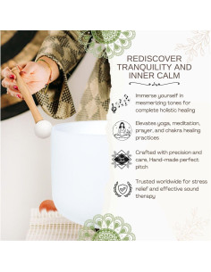 Tazón de Canto de Cuarzo 20 cm Blanco G Nota Chakra 2