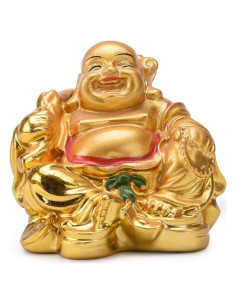 Estatua Buda Riendo de Resina Dorada 5.58cm BRABUD