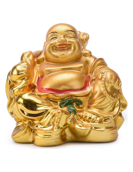 Estatua Buda Riendo de Resina Dorada 5.58cm BRABUD
