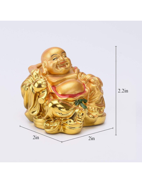 Estatua Buda Riendo de Resina Dorada 5.58cm BRABUD